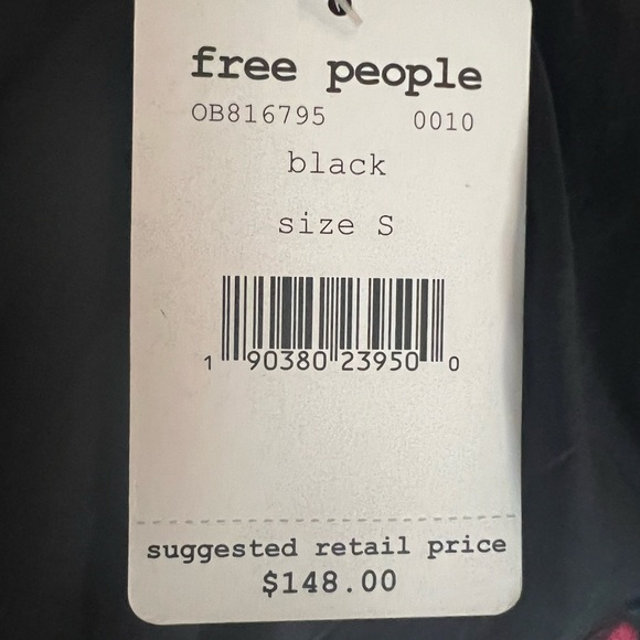 NWT Free People Smocked Dress Black Size Small off the shoulder - Picture 2 of 7